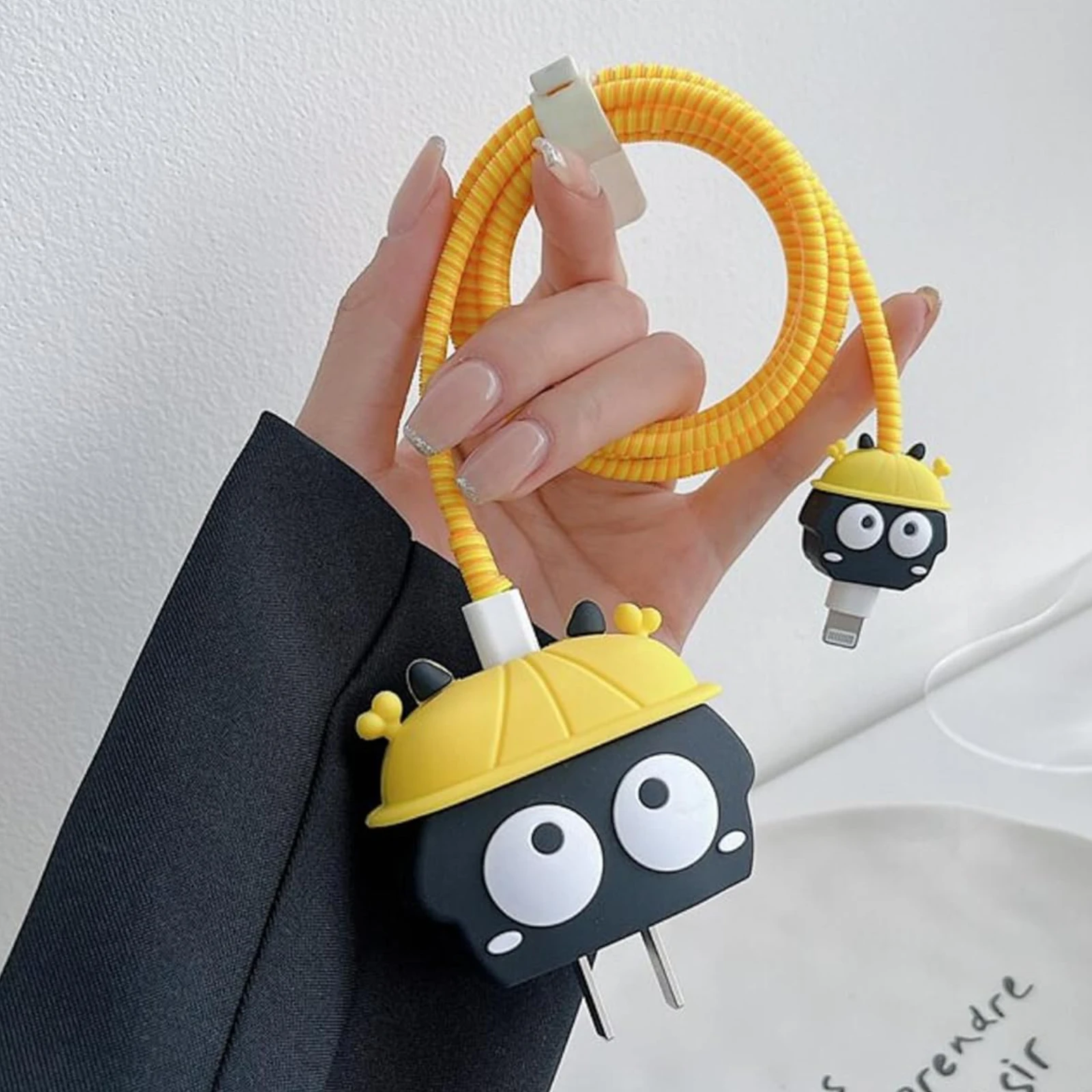 PokoBee: Cute Helmet Edition - iPhone Charger Cover with Cable Protector